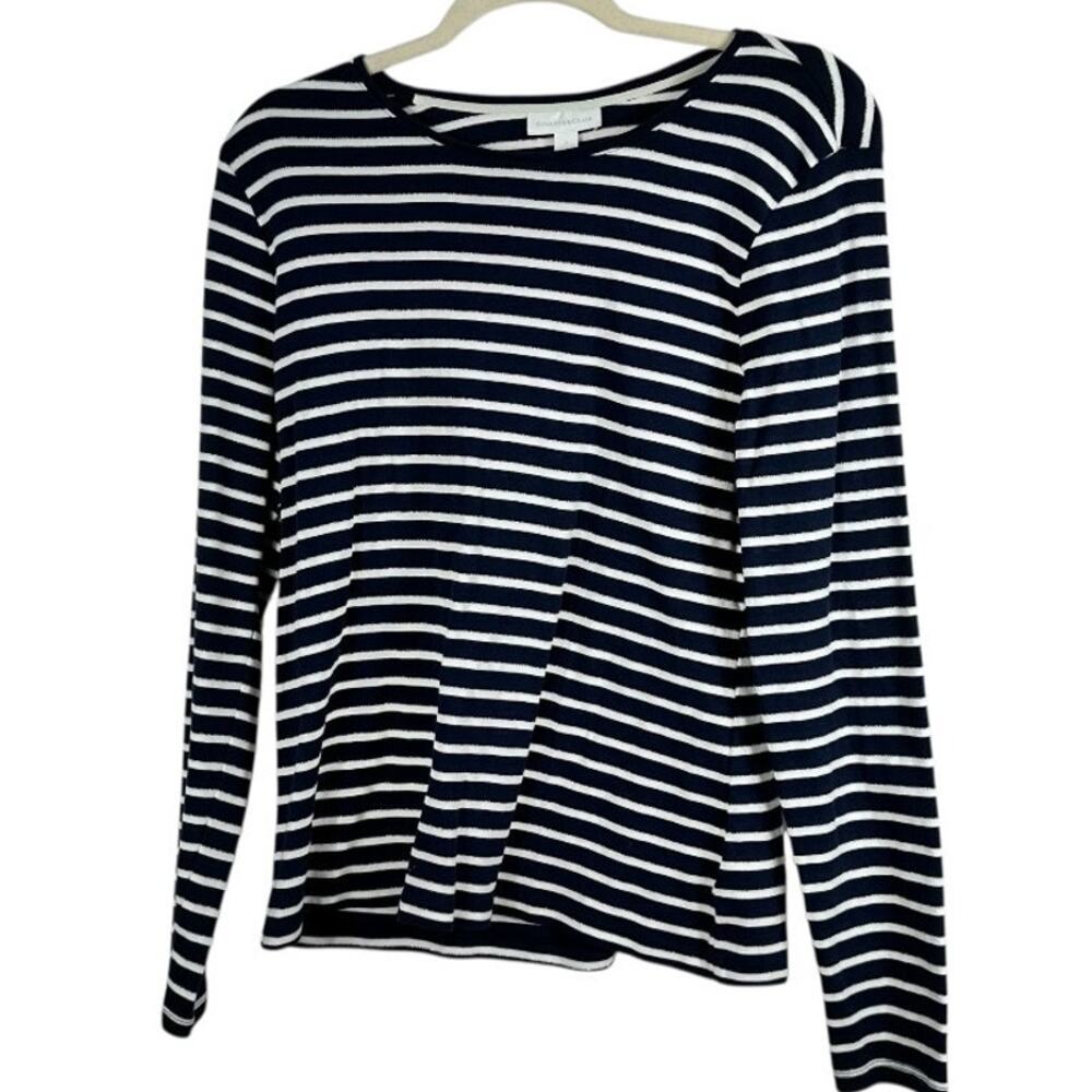 Charter Club Blue White Striped Top Large